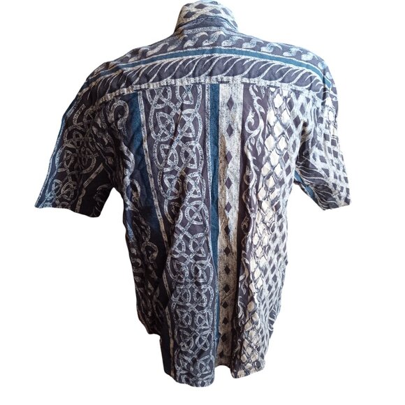 Medium Vintage Career Club Hawaiian Shirt Button-Up 100% Cotton Geometric Celtic - Picture 4 of 5